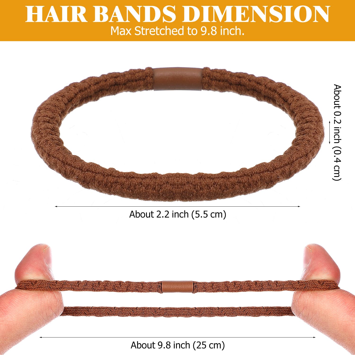 Noblenestle Hair Ties for Thick Hair No Damage Hair Bands Elastic Ponytail Holders Perfect for Women Girls Teens 4MM Natural Colors (Multicolor-25Count)