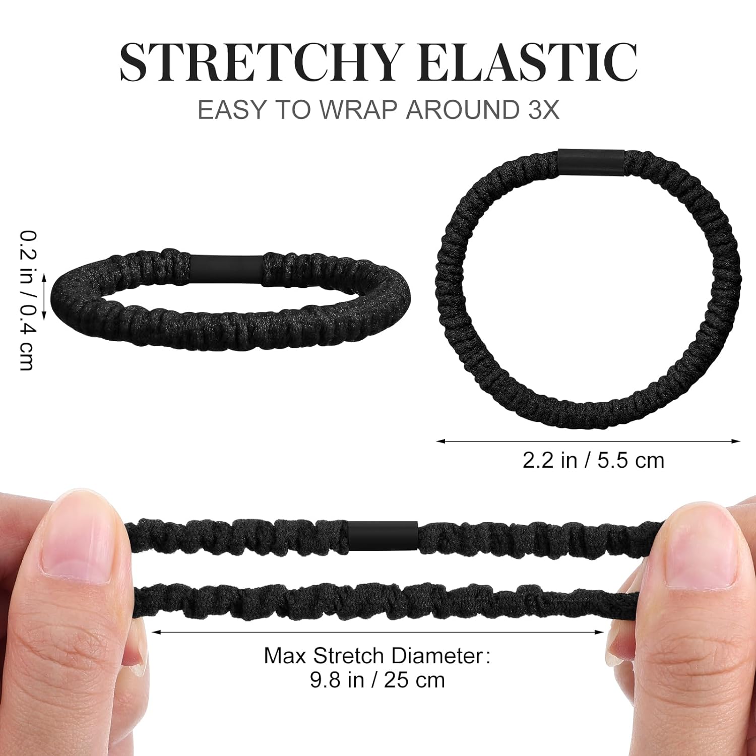 Noblenestle Hair Ties for Thick Hair 10 Pcs Braided Hair Bands Hair Ties No Damage Ropes Braided Ponytail Holders Hair Accessories No Crease Hair Elastics for Women Girls (Black-10 Count)