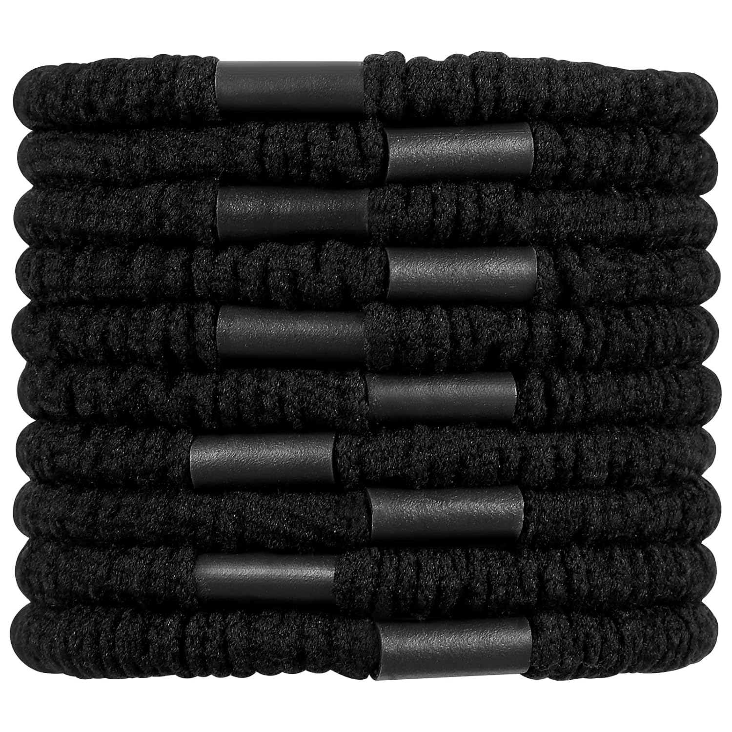 Noblenestle Hair Ties for Thick Hair 10 Pcs Braided Hair Bands Hair Ties No Damage Ropes Braided Ponytail Holders Hair Accessories No Crease Hair Elastics for Women Girls (Black-10 Count)