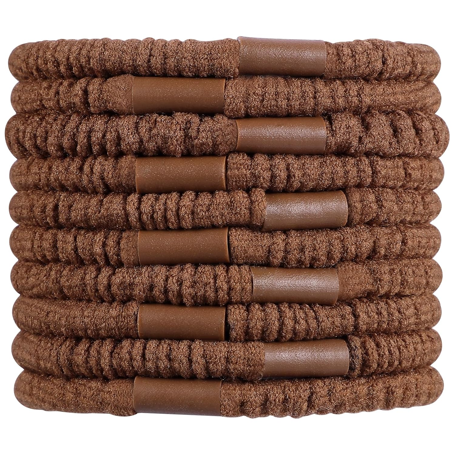 Noblenestle Hair Ties for Thick Hair 10 Pcs Braided Hair Bands Hair Ties No Damage Ropes Braided Ponytail Holders Hair Accessories No Crease Hair Elastics for Women Girls (Brown-10 Count)