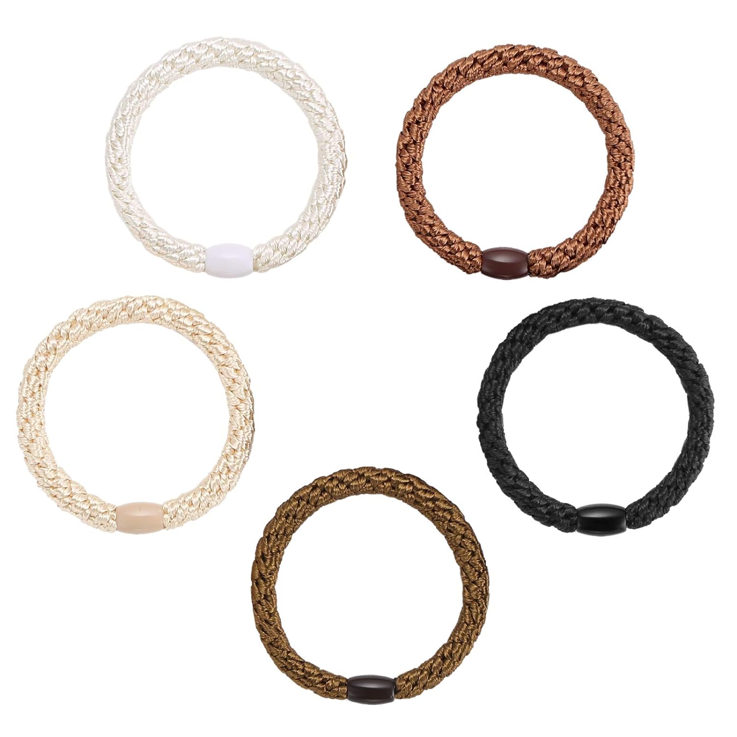 Noblenestle Hair Ties for Thick Hair 10 Pcs Braided Hair Bands Hair Ties No Damage Ropes Braided Ponytail Holders Hair Accessories No Crease Hair Elastics for Women Girls