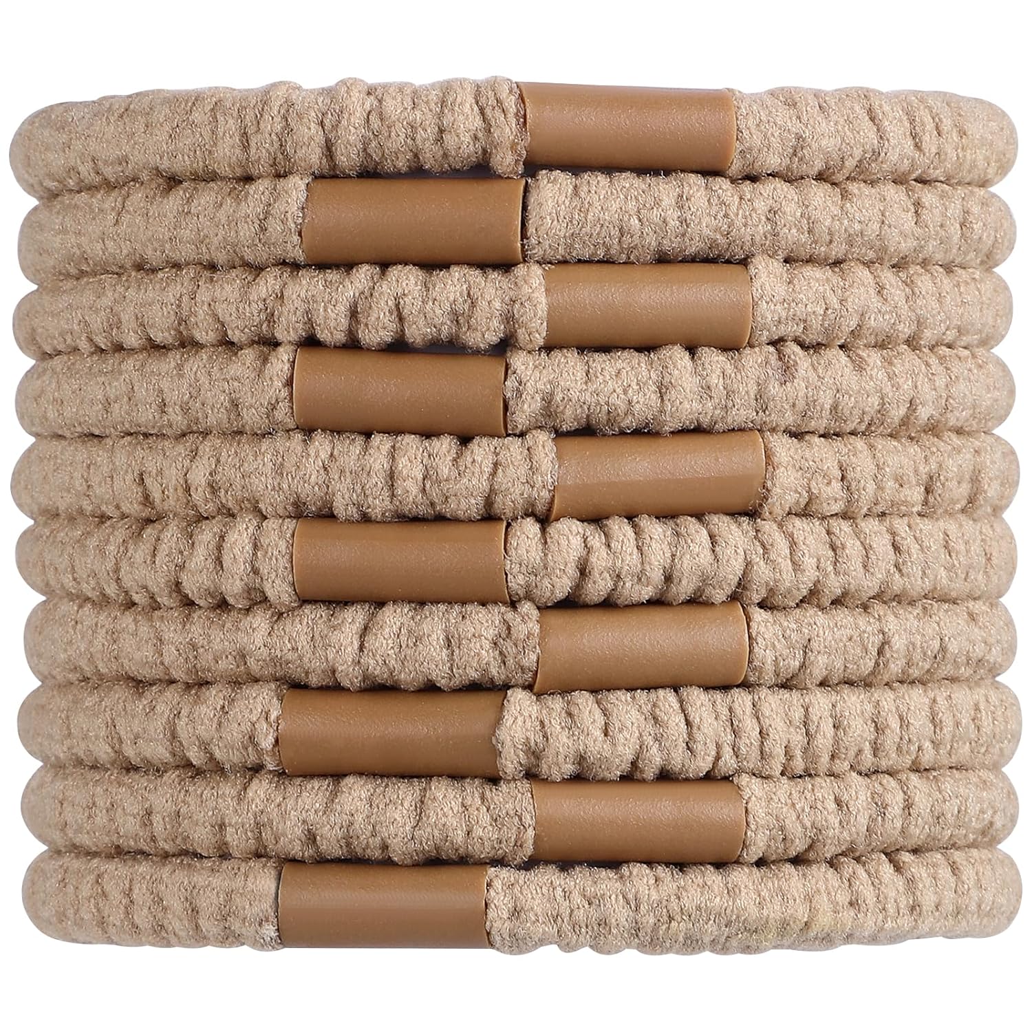 Noblenestle Hair Ties for Thick Hair 10 Pcs Braided Hair Bands Hair Ties No Damage Ropes Braided Ponytail Holders Hair Accessories No Crease Hair Elastics for Women Girls (Beige-10 Count)