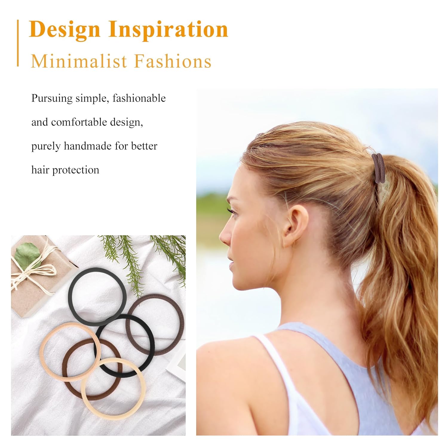 Noblenestle 200 Pcs Hair Ties for Thick Hair No Damage, Elastic Ponytail Holders, Hair Elastics Hair Bands Rubber Bands for Women Hair (Color A)