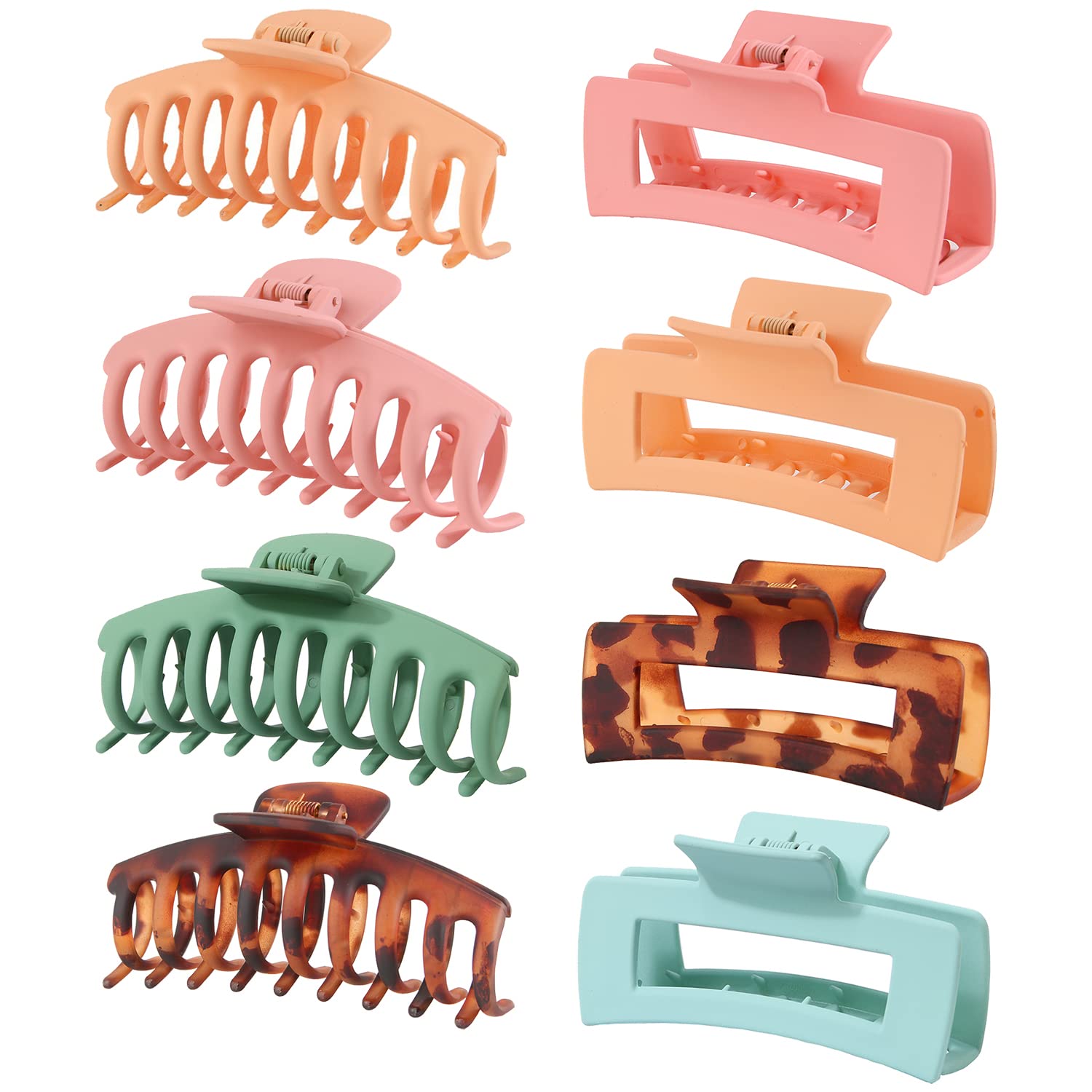 Noblenestle Hair Claw Clips, Bqmte 8 Pcs 4.3 Large Hair Clips for Thick Thin Hair